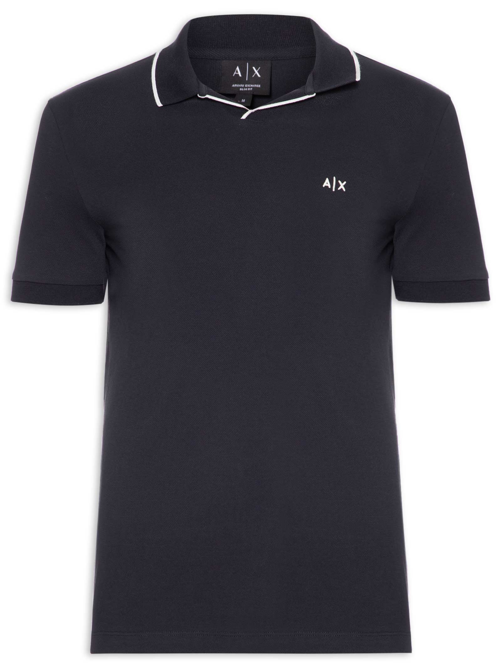 Pólo Masculina Manga Curta Vista Aberta Azul Armani Exchange