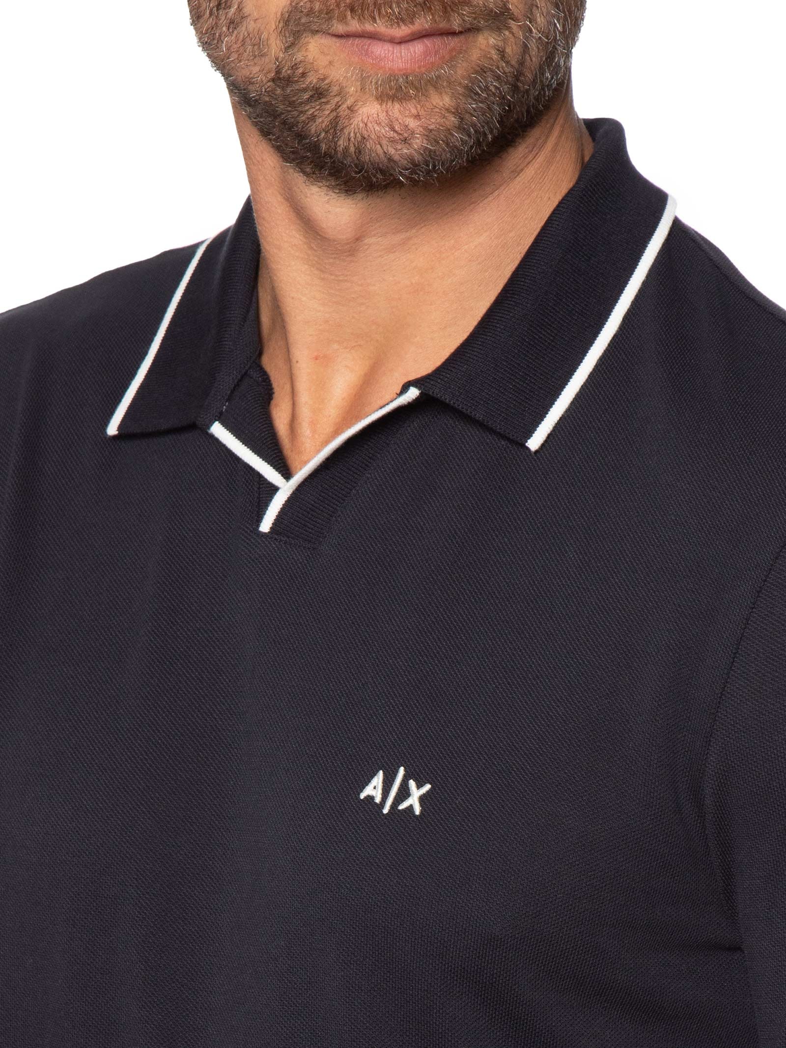 Pólo Masculina Manga Curta Vista Aberta Azul Armani Exchange