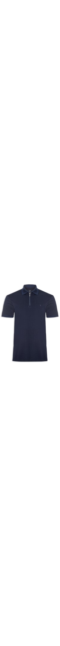 Polo Masculina Manga Curta Zíper - Azul