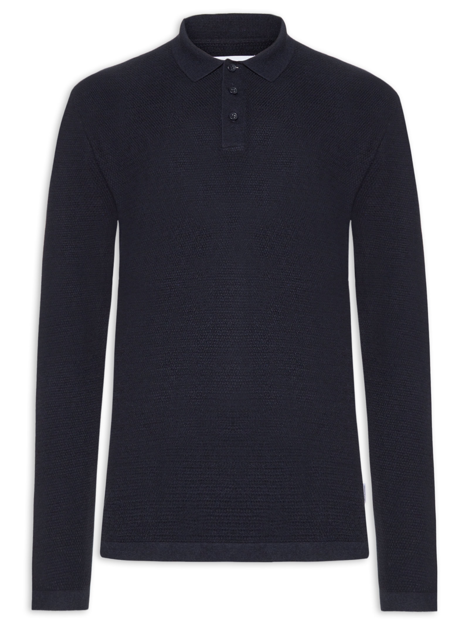 Polo Masculina Manga Longa Em Tricot Azul Jack & Jones