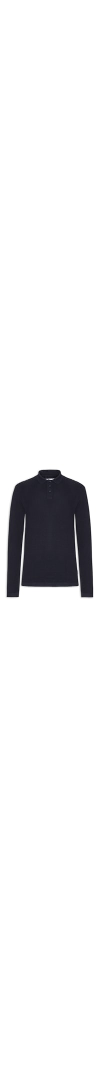 Polo Masculina Manga Longa Em Tricot - Azul