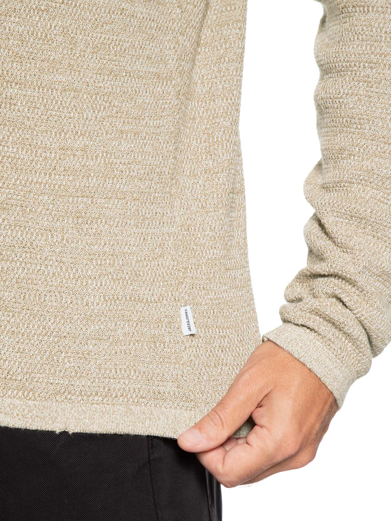 Polo Masculina Manga Longa Em Tricot Bege Jack & Jones