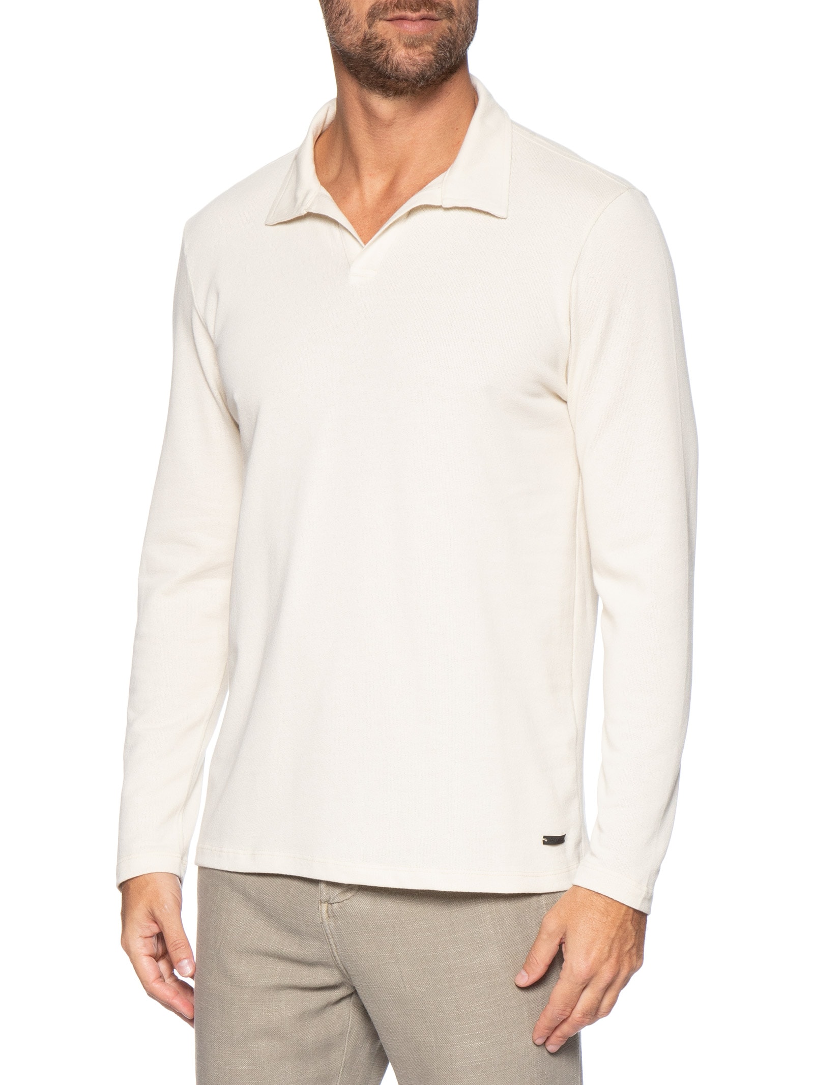 Polo Masculina Manga Longa Milford Branco Austral