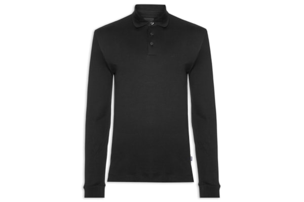 Polo Masculina Manga Longa Pado 30 Slim fit  - Preto