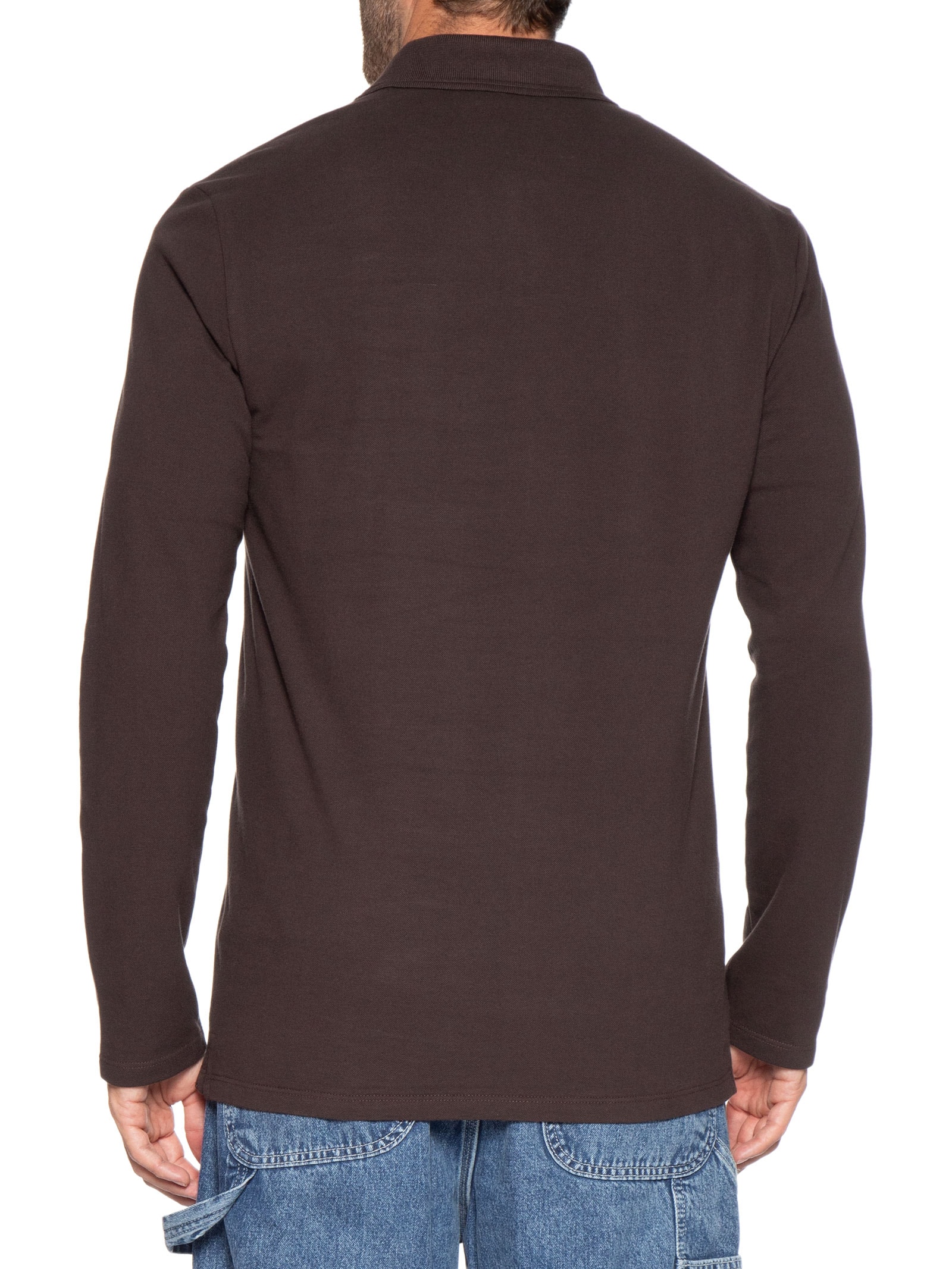 Polo Masculina Manga Longa Regular CK Bordado Marrom Calvin Klein Jeans