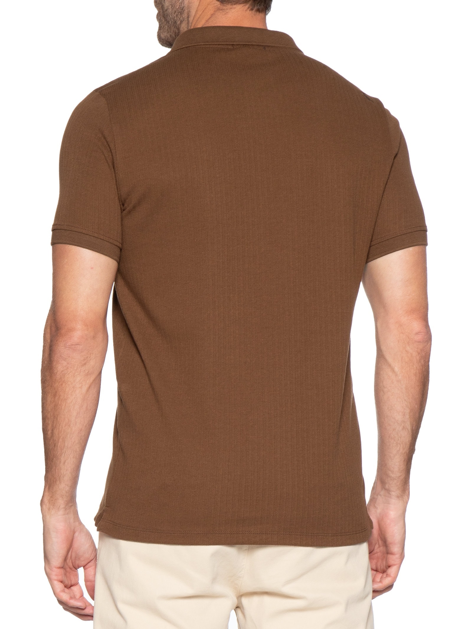 Polo Masculina Maquinetado Lina Marrom Reserva
