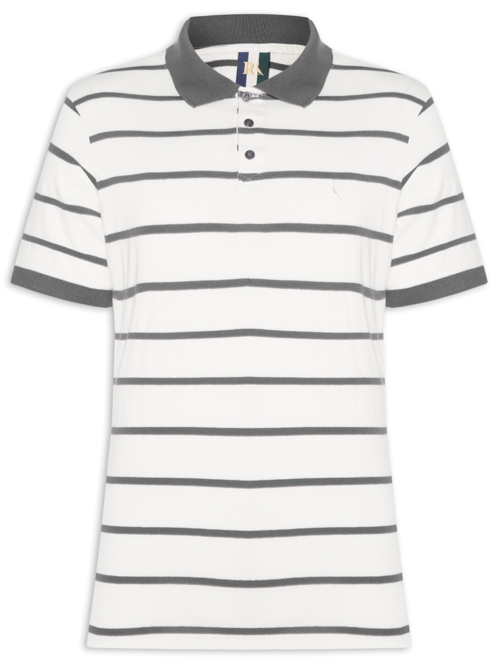 Polo Masculina Meia Malha Fio Tinto Cinza Reserva