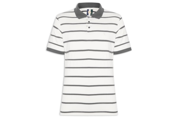 Polo Masculina Meia Malha Fio Tinto – Cinza