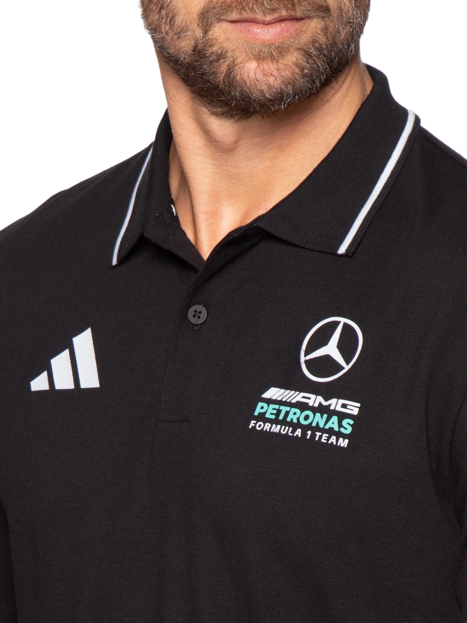 Polo Masculina Mercedes DNA Preto Adidas + Mercedes