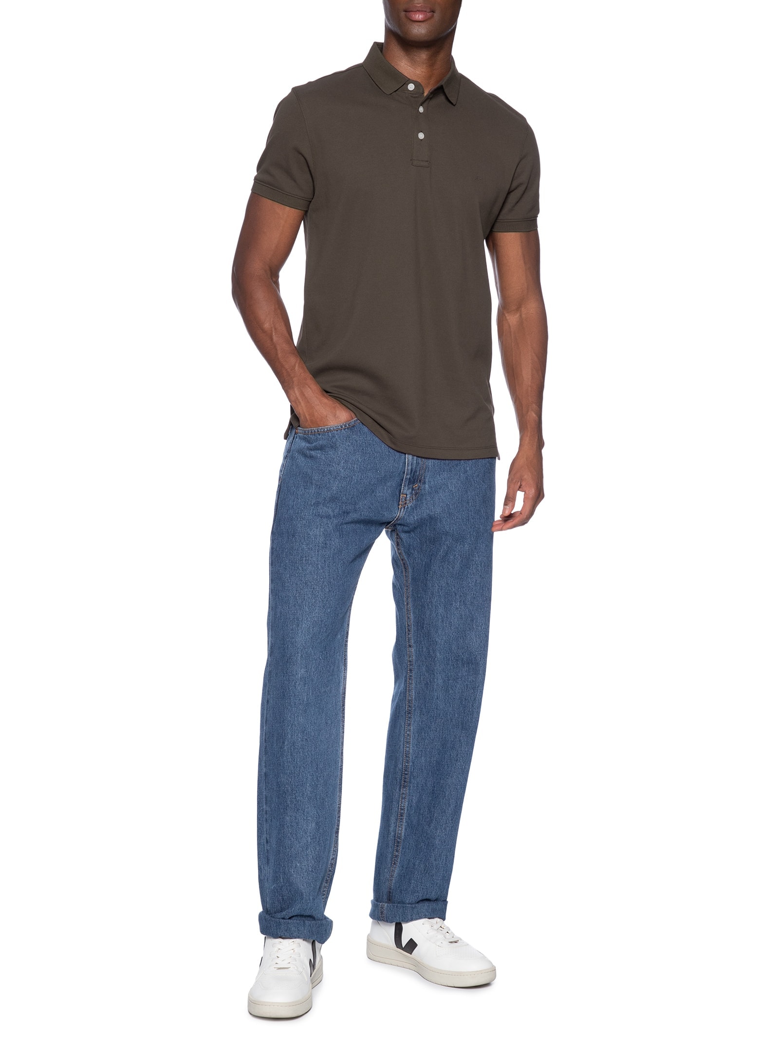 Polo Masculina Mercerized Cotton Piquet Marrom Aramis