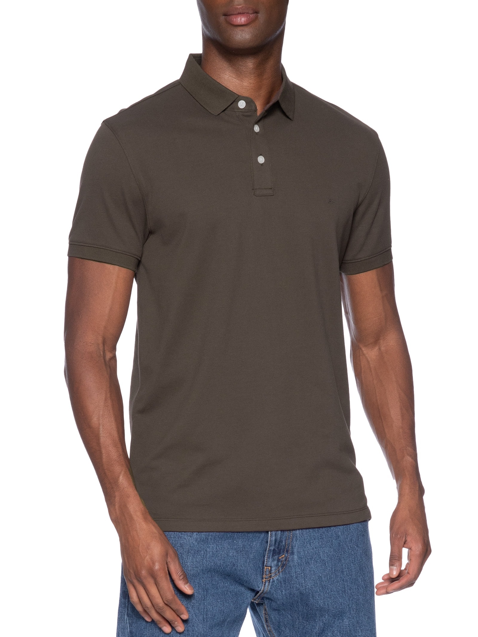 Polo Masculina Mercerized Cotton Piquet Marrom Aramis