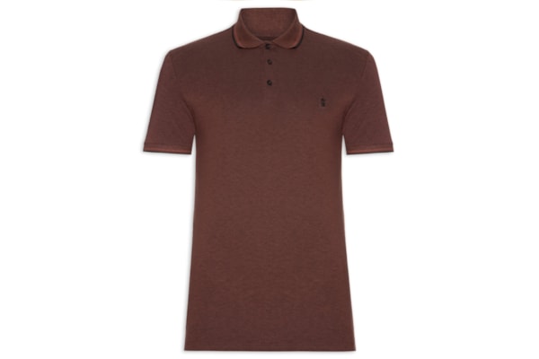 Polo Masculina Mescla Frisos - Marrom