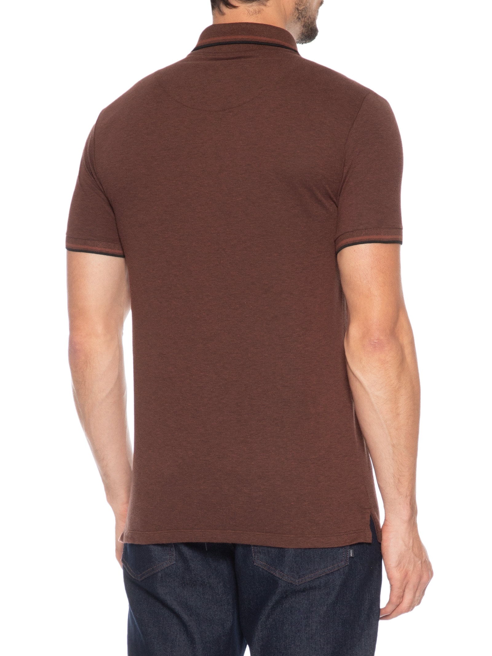 Polo Masculina Mescla Frisos Marrom Sergio K