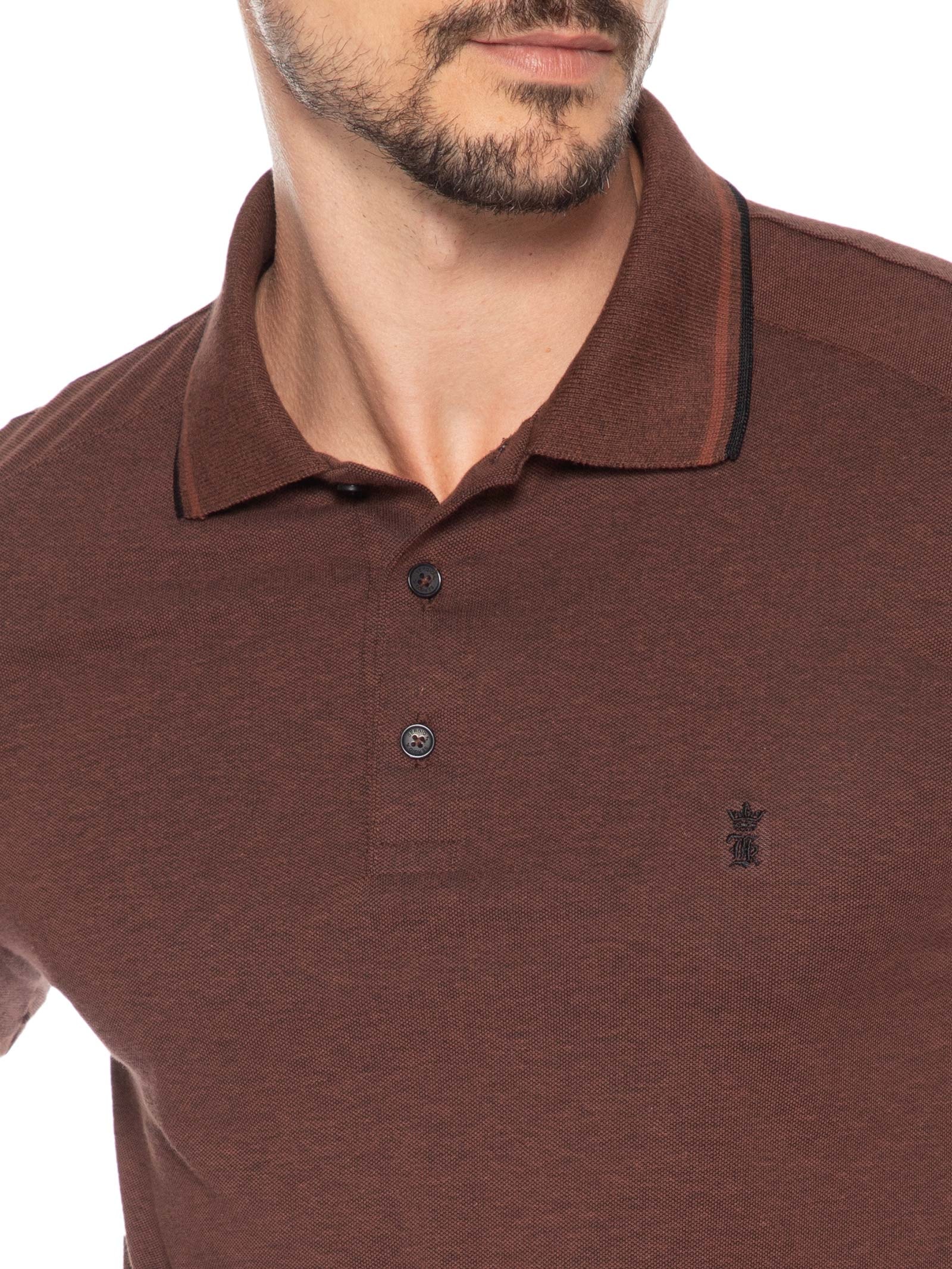 Polo Masculina Mescla Frisos Marrom Sergio K