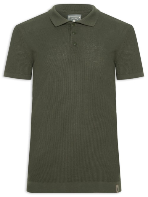 Polo Masculina Micro Quadrilé Em Tricot – Verde