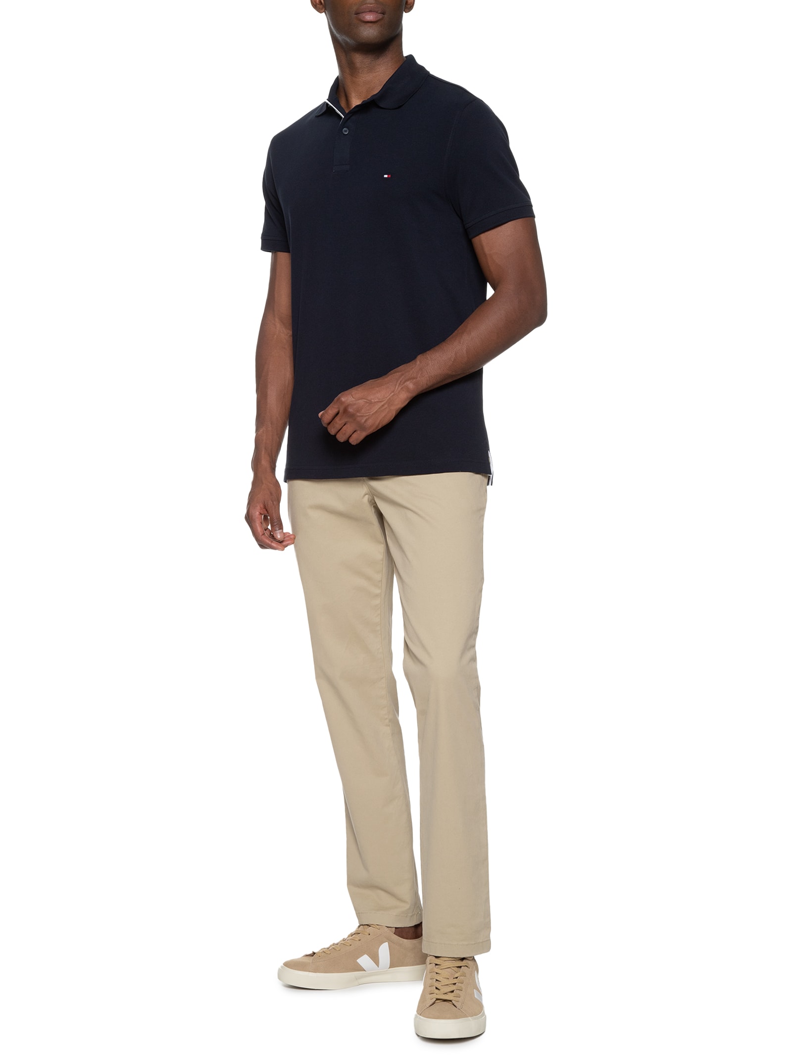 Polo Masculina Monotype Placket Regular Azul Tommy Hilfiger