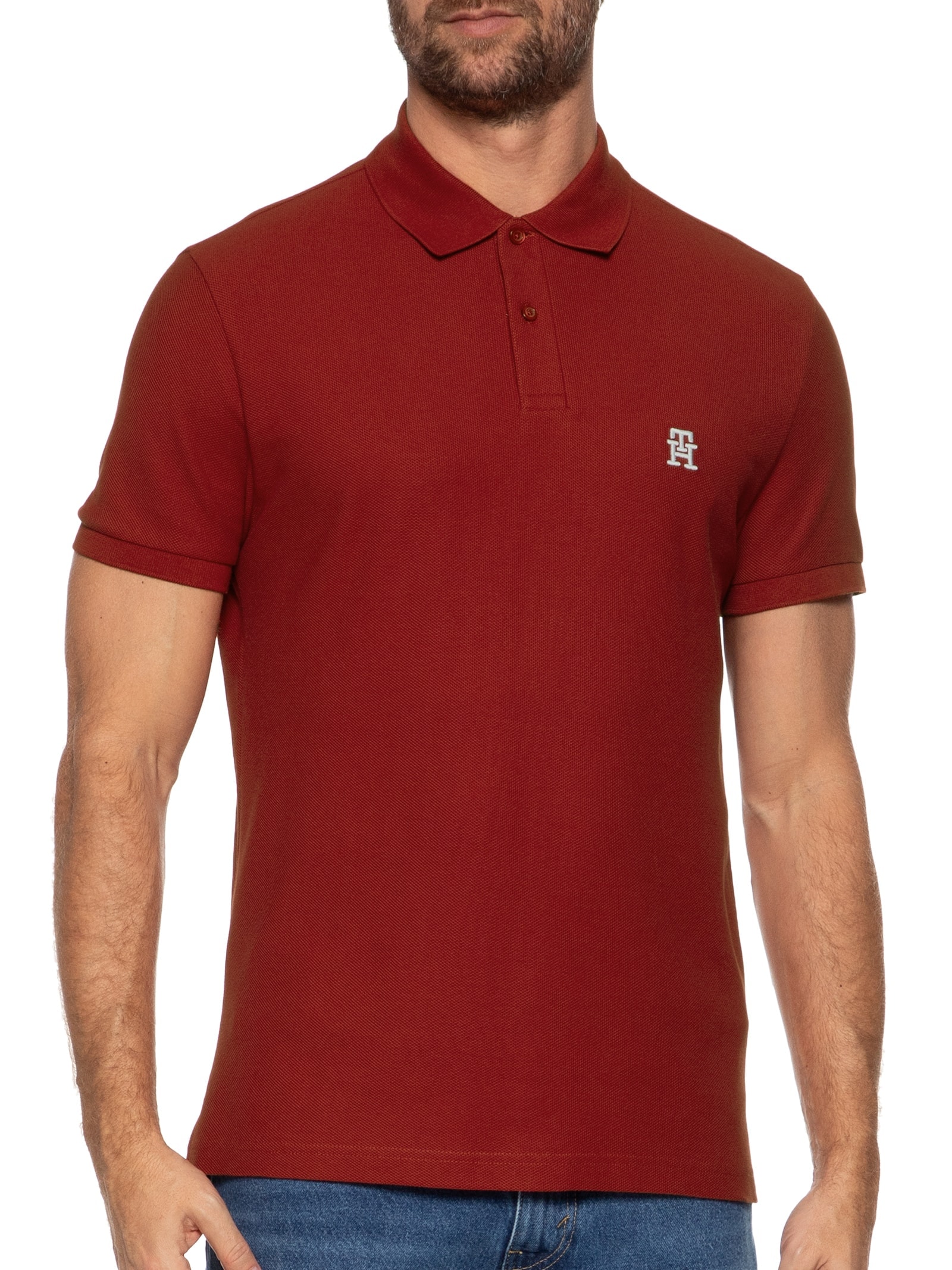 Polo Masculina New IMD Regular Vermelho Tommy Hilfiger