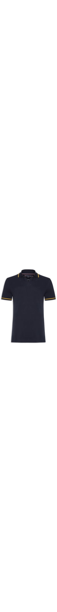 Polo Masculina Open Collar Regular Fit Com Friso - Azul