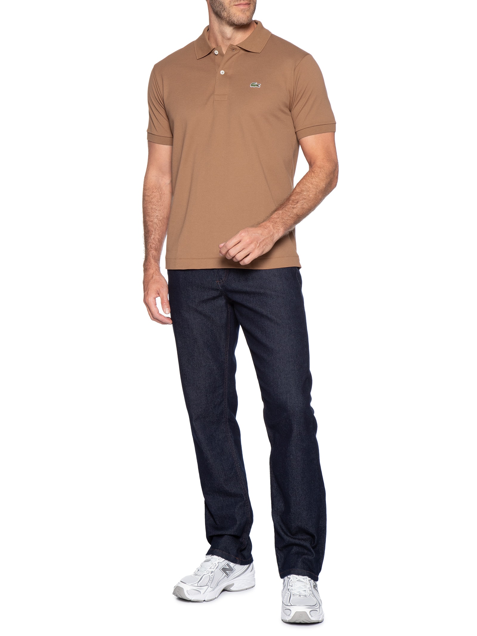 Polo Masculina Original Classic Fit L.12.12 Em Piquet De Algodão Marrom Lacoste