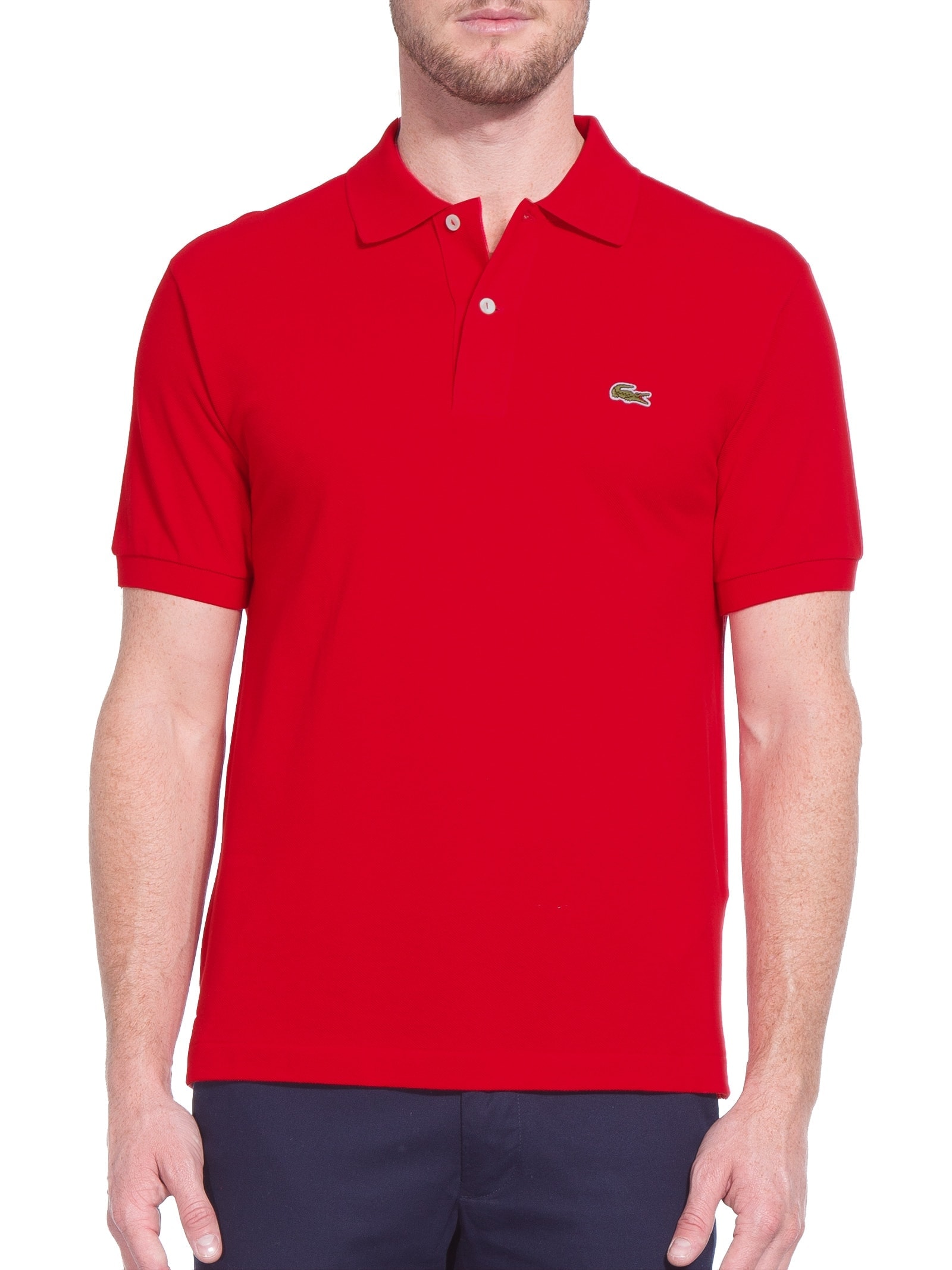Polo Masculina Original Classic Fit L.12.12 Em Piquet De Algodão Vermelho Lacoste