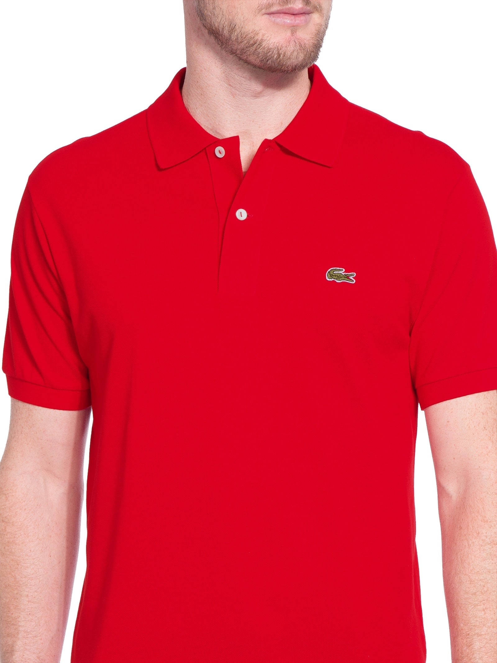 Polo Masculina Original Classic Fit L.12.12 Em Piquet De Algodão Vermelho Lacoste
