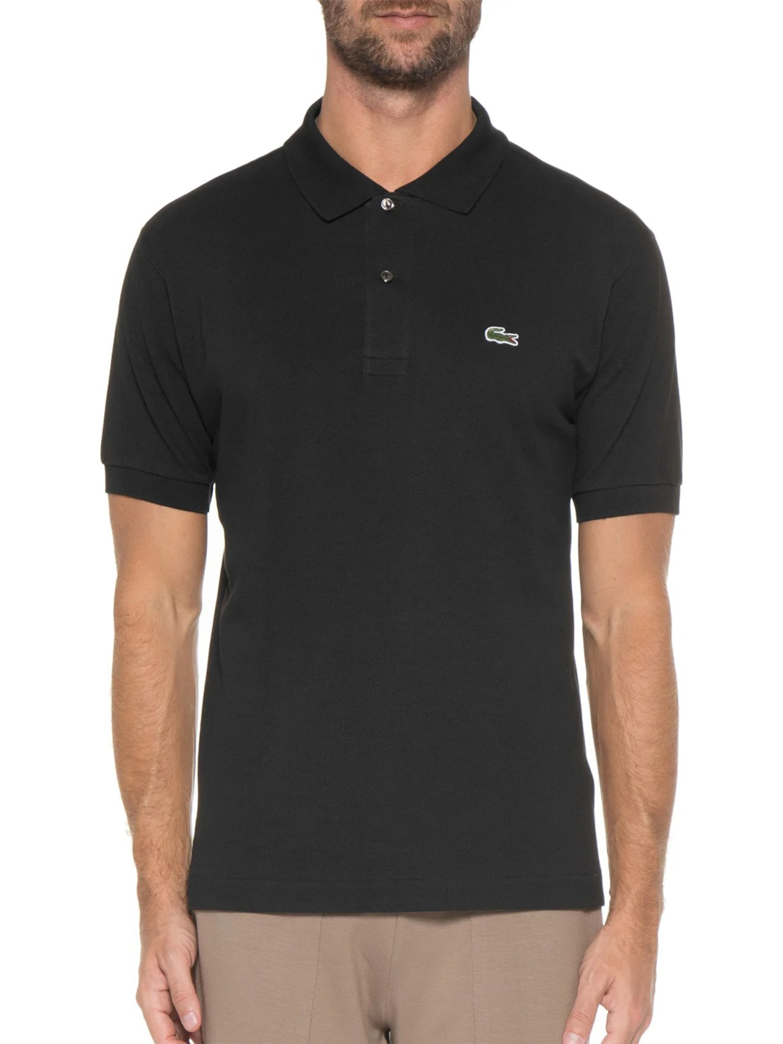Polo Masculina Original Classic L.12.12 Em Piquet De Algodão Preto Lacoste