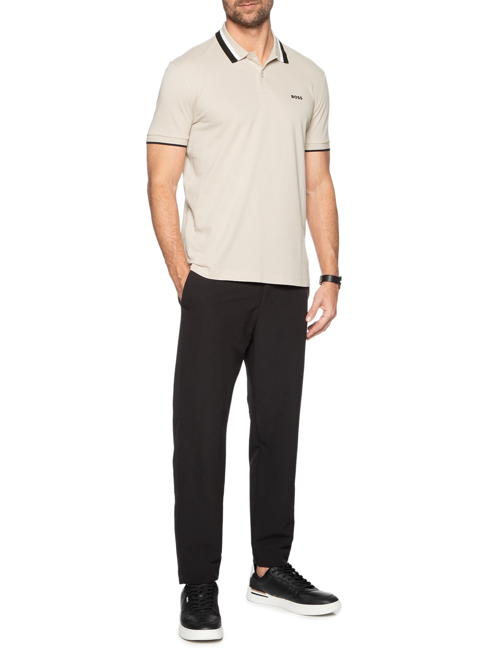 Polo Masculina Paddy Heritage Bege  Boss