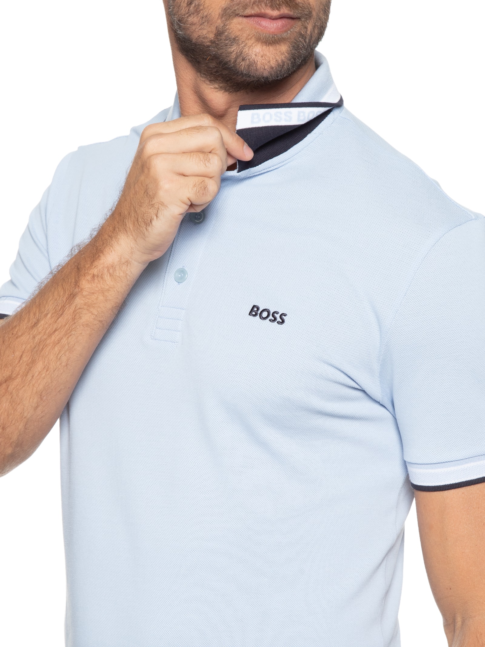 Polo Masculina Paddy Regular Fit  Azul Boss