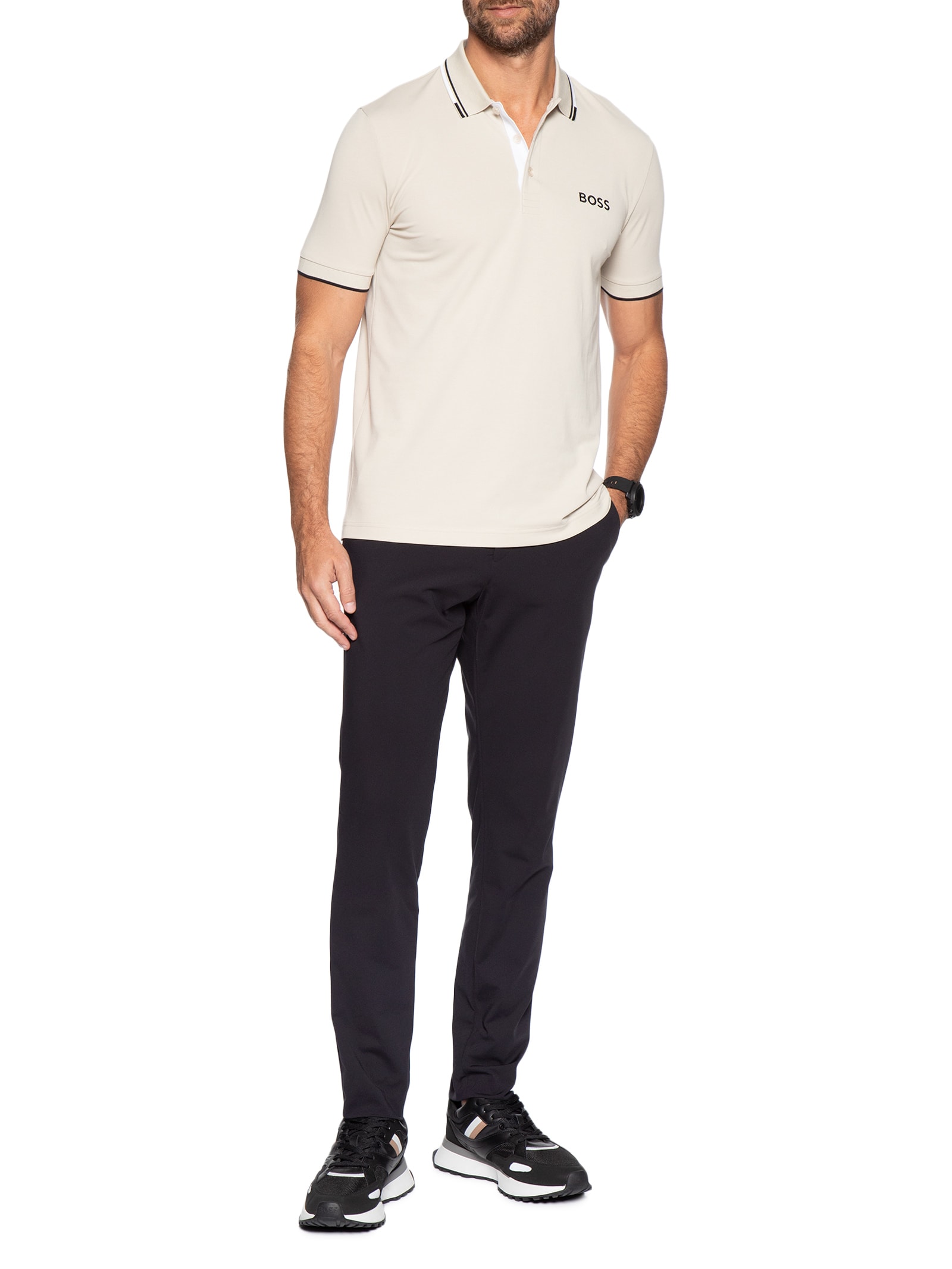 Polo Masculina Paddy Regular Fit  Bege Boss