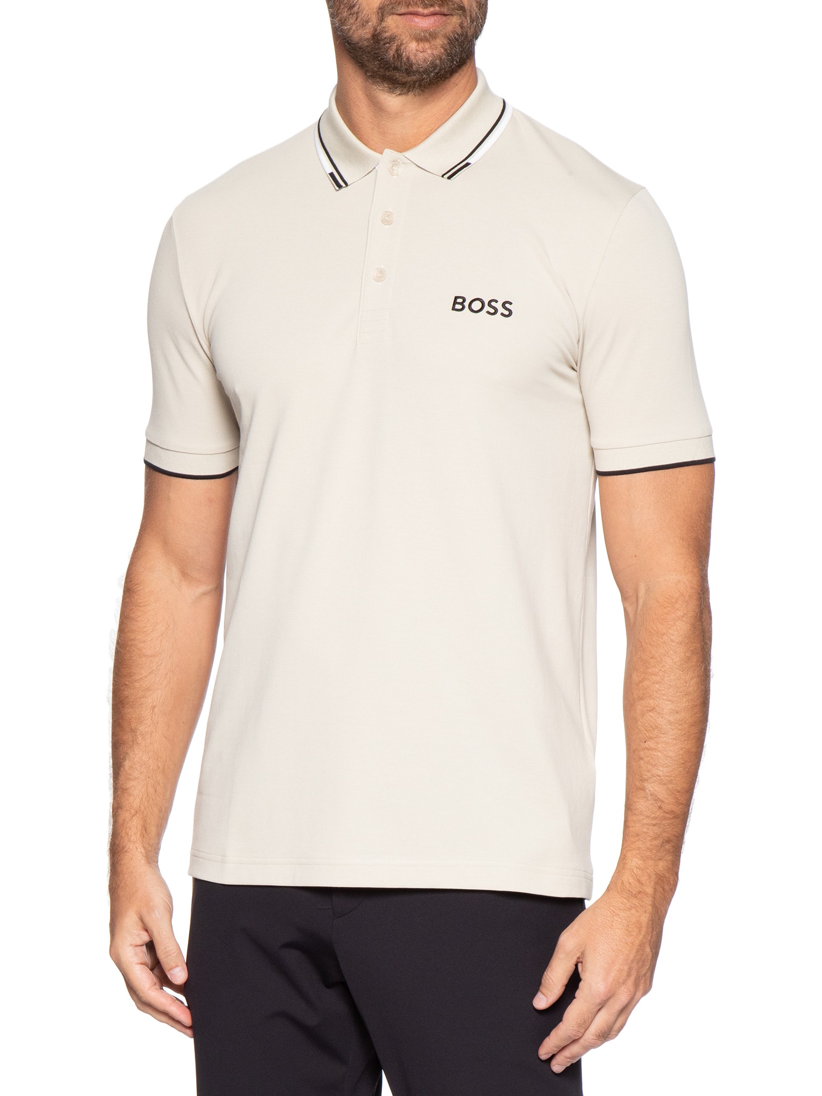 Polo Masculina Paddy Regular Fit  Bege Boss