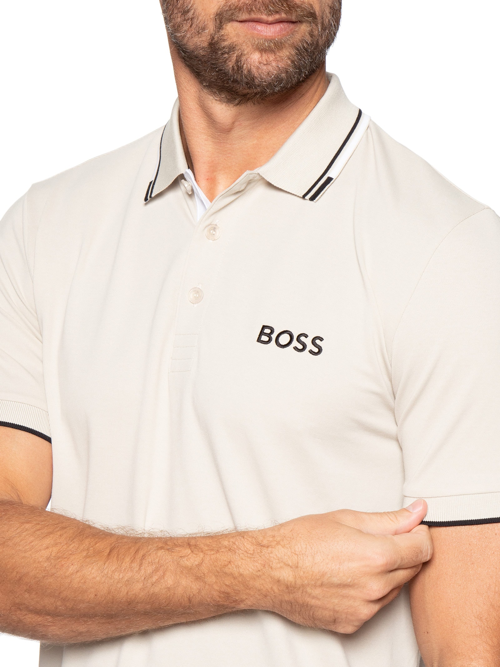 Polo Masculina Paddy Regular Fit  Bege Boss