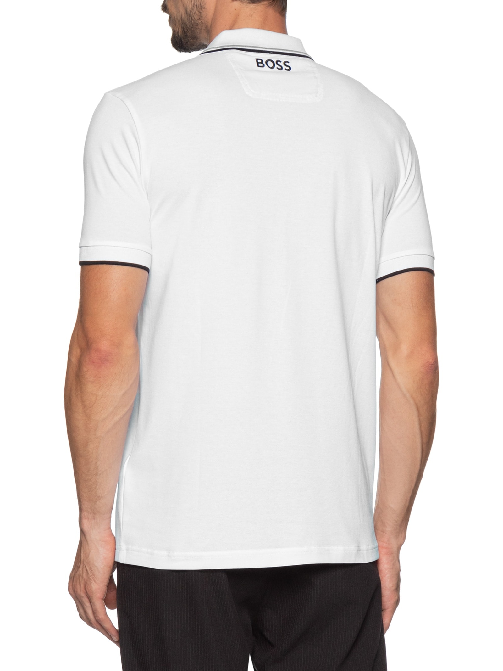 Polo Masculina Paddy Regular Fit   Branco Boss