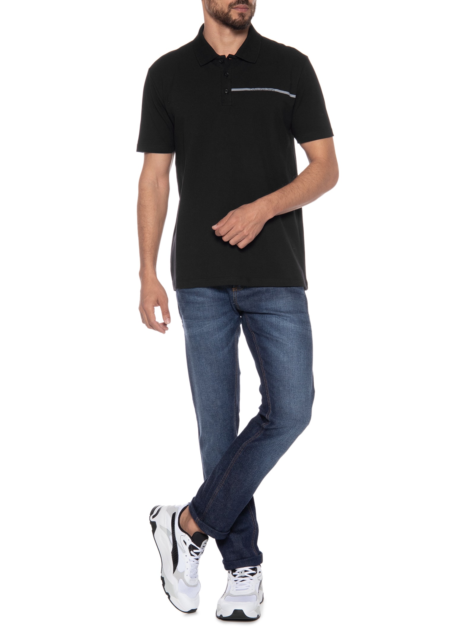Polo Masculina Palito Preto Calvin Klein Jeans