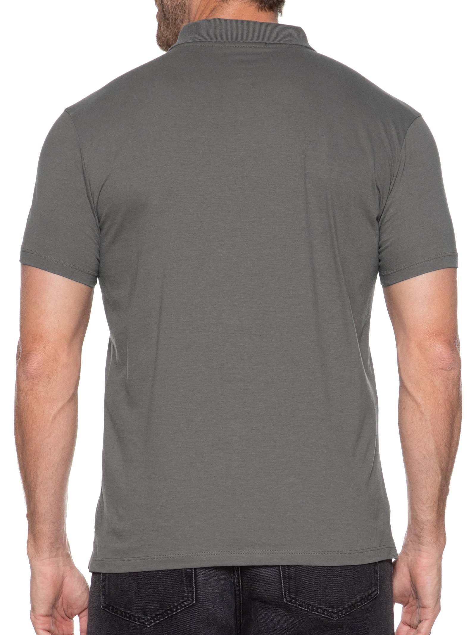 Polo Masculina Pima Easa Mirror Classic Manga Curta Cinza Ellus