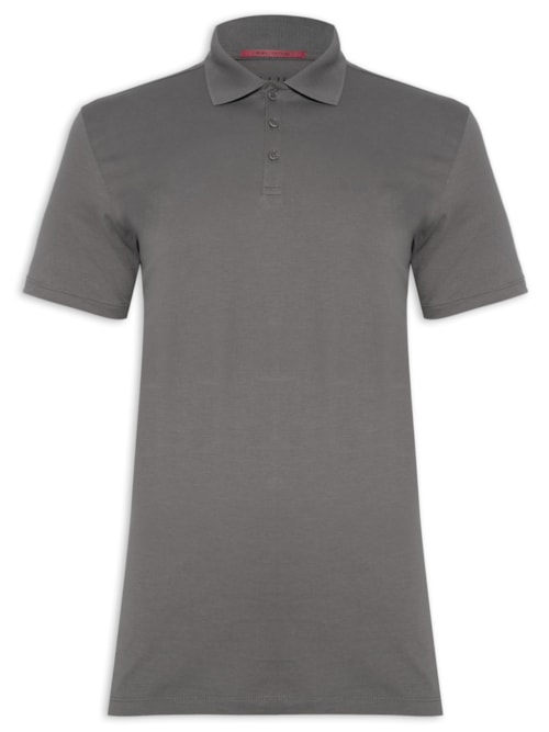 Polo Masculina Pima Easa Mirror Classic Manga Curta - Cinza