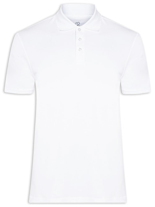 Polo Masculina Pima Manga Curta Regular Fit Malha - Branco