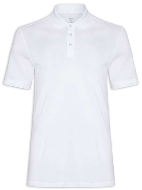 Polo Masculina Pima Manga Curta Regular Fit Piquet – Branco