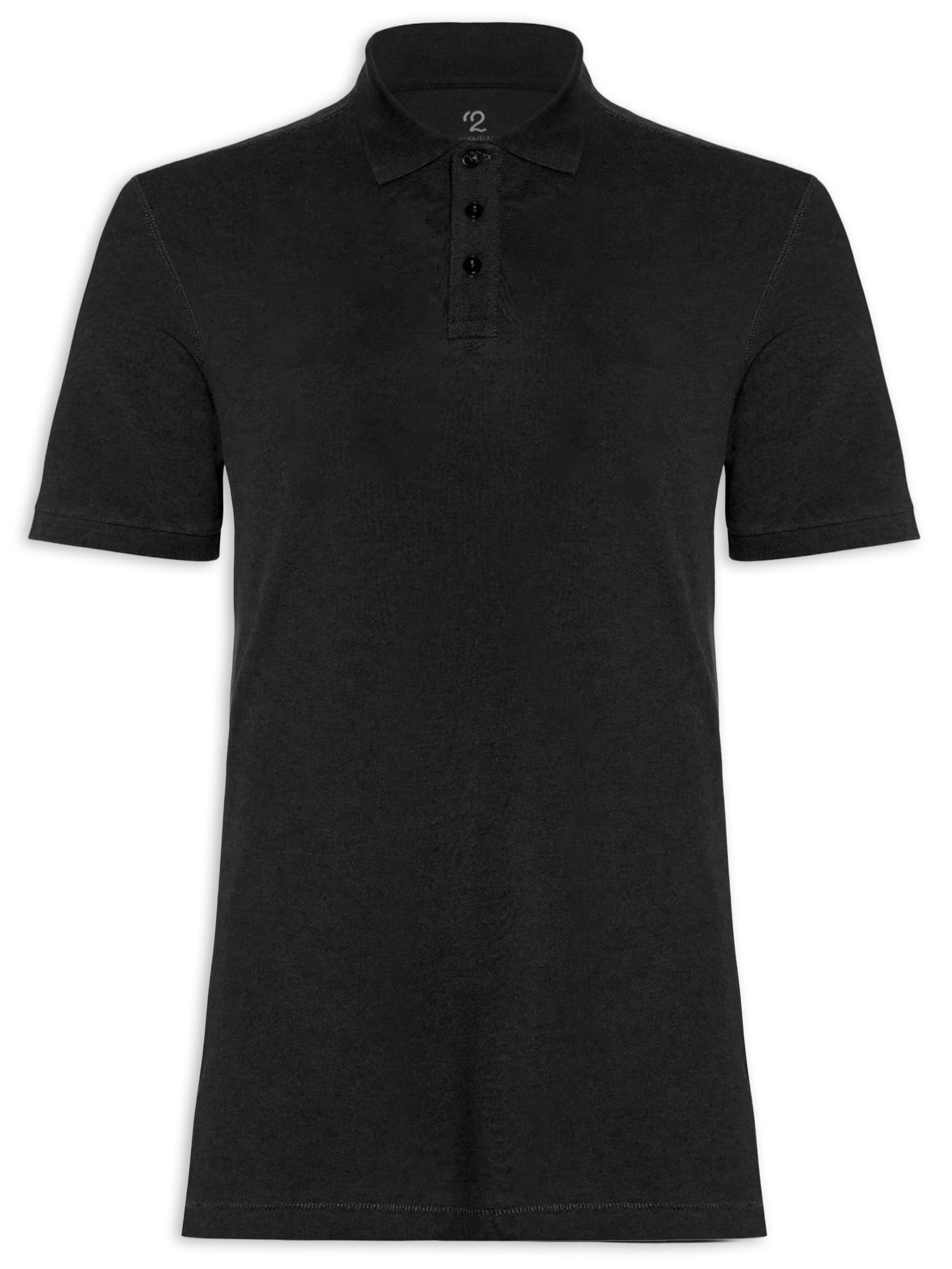 Polo Masculina Pima Manga Curta Regular Fit Piquet Preto '2 Essential