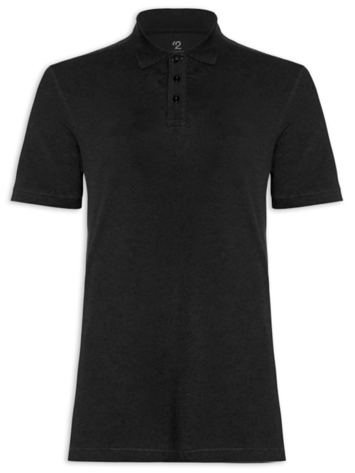 Polo Masculina Pima Manga Curta Regular Fit Piquet – Preto