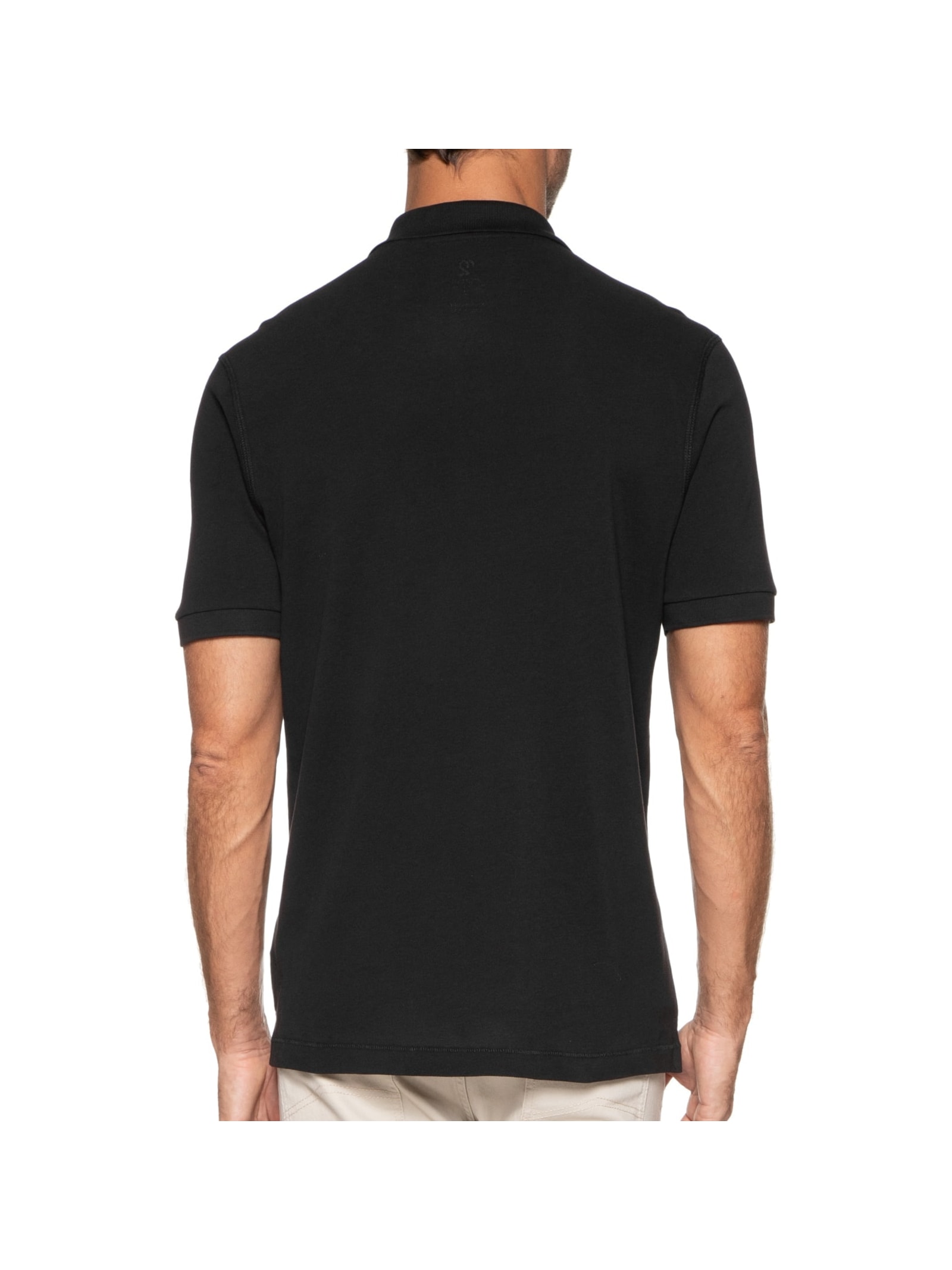 Polo Masculina Pima Manga Curta Regular Fit Piquet Preto '2 Essential