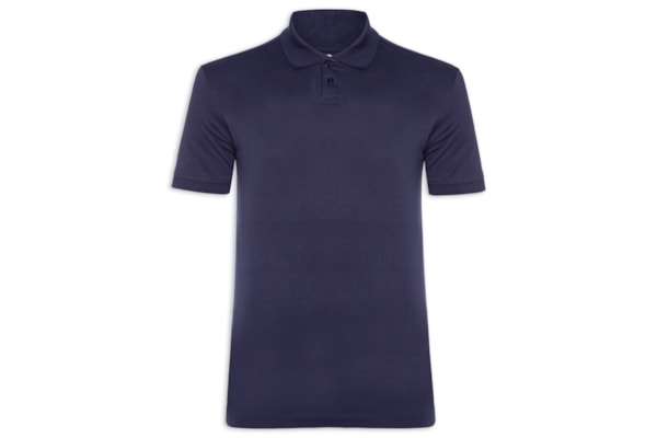 Polo Masculina Pima Manga Curta Slim - Azul