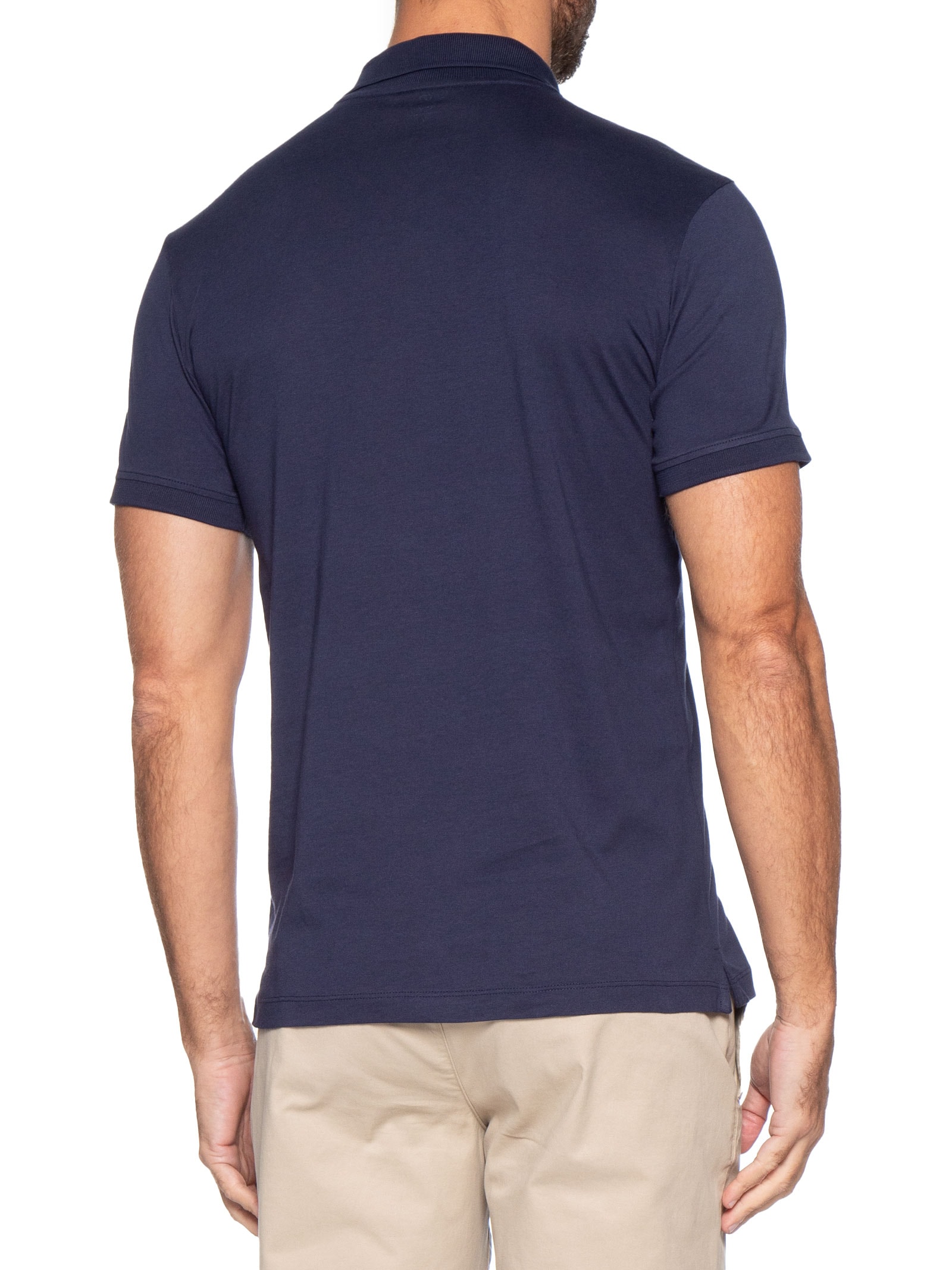 Polo Masculina Pima Manga Curta Slim Azul '2 Essential
