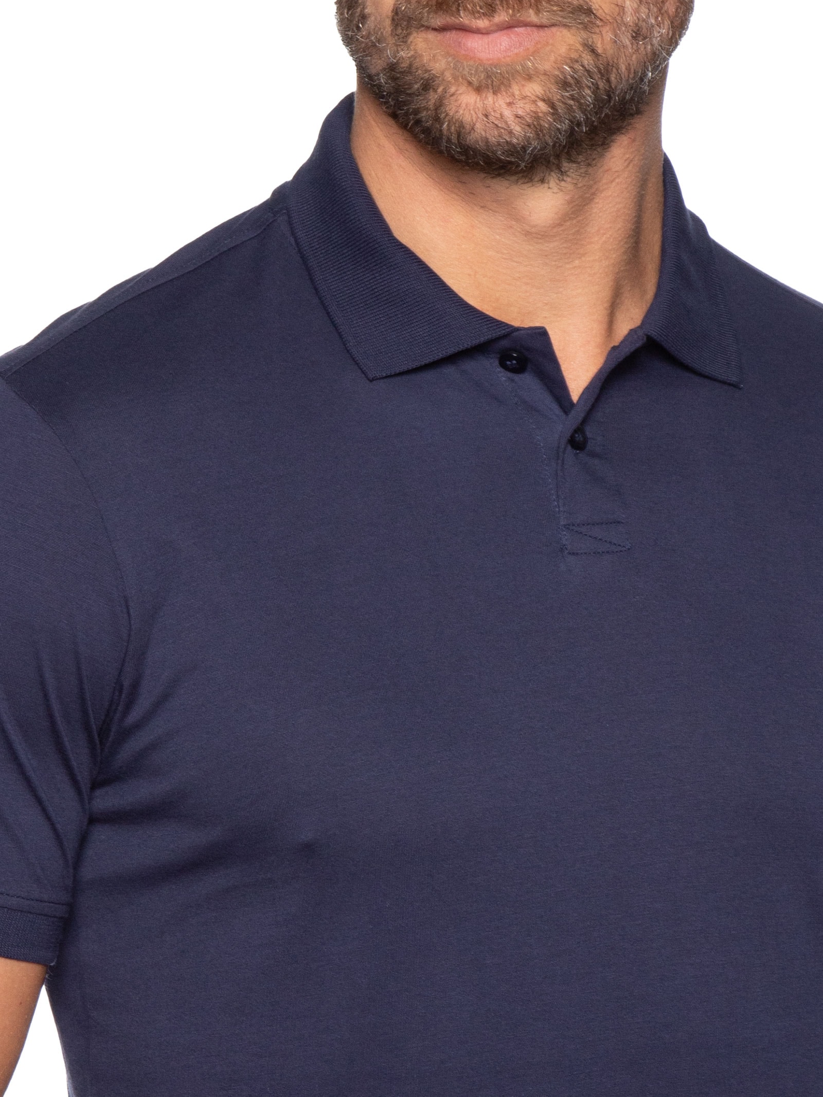 Polo Masculina Pima Manga Curta Slim Azul '2 Essential