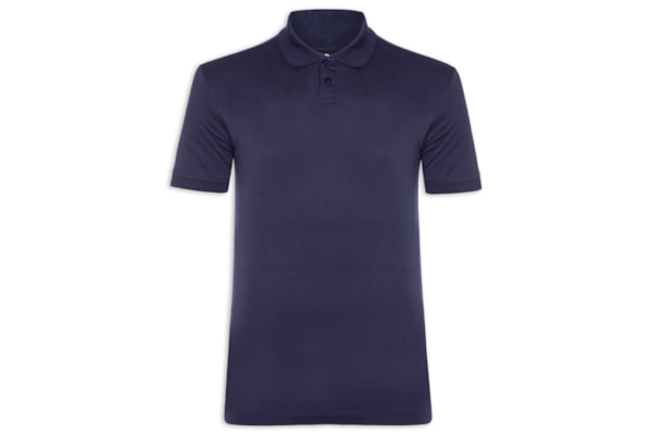 Polo Masculina Pima Manga Curta Slim - Azul