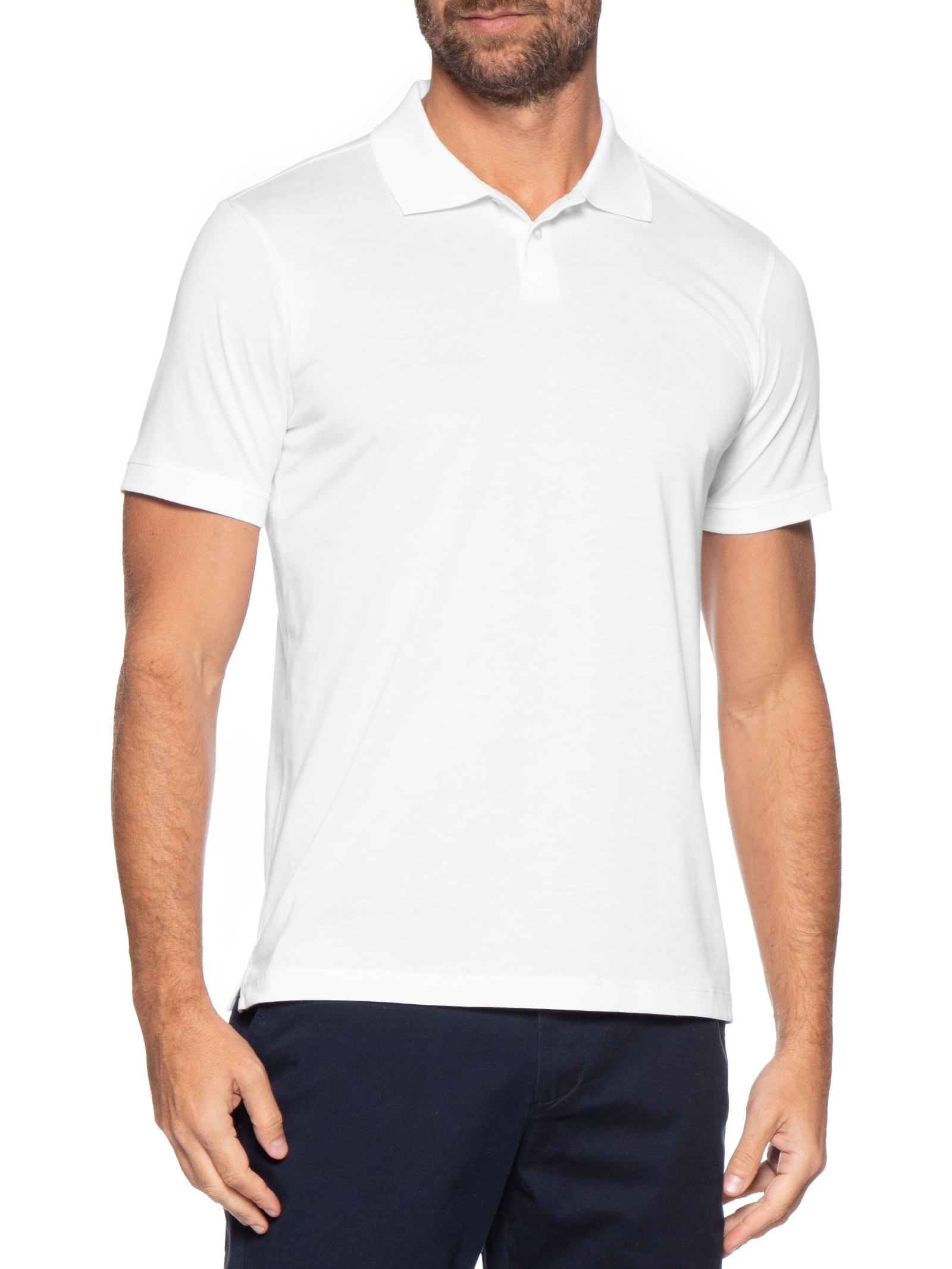 Polo Masculina Pima Manga Curta Slim Branco '2 Essential