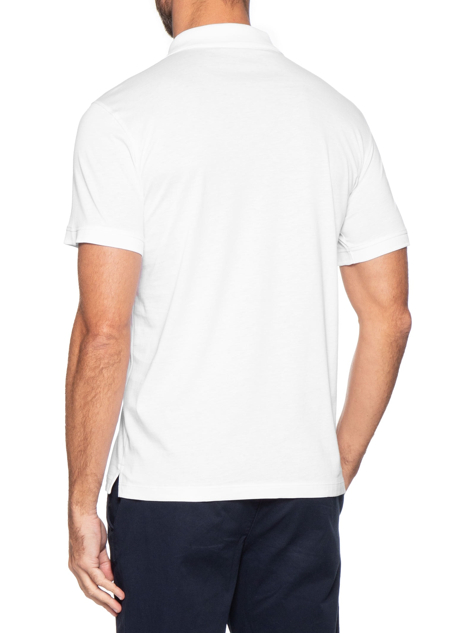 Polo Masculina Pima Manga Curta Slim Branco '2 Essential