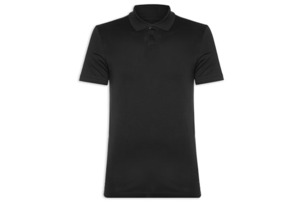 Polo Masculina Pima Manga Curta Slim - Preto
