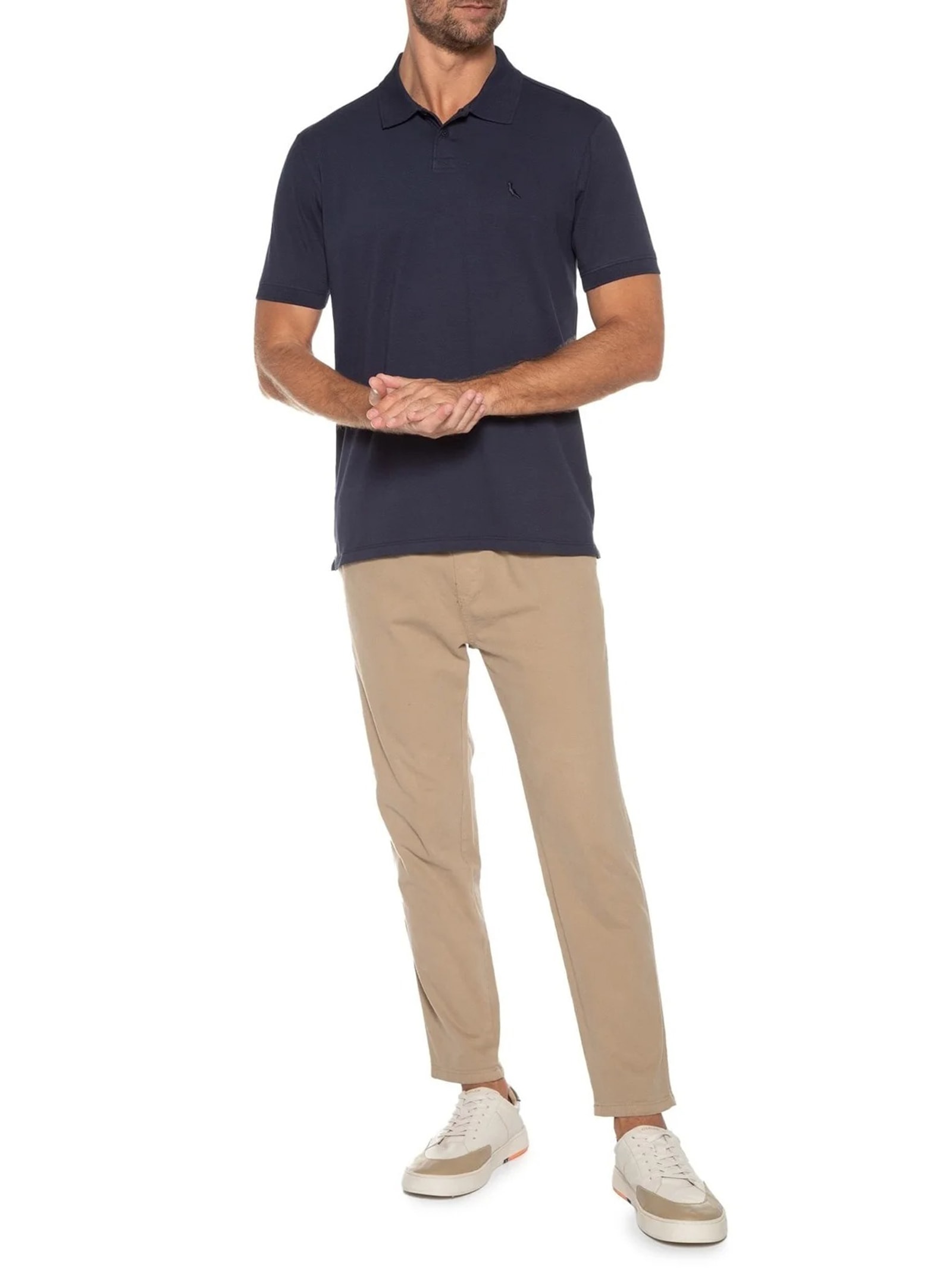 Polo Masculina Pima Piquet Azul Reserva