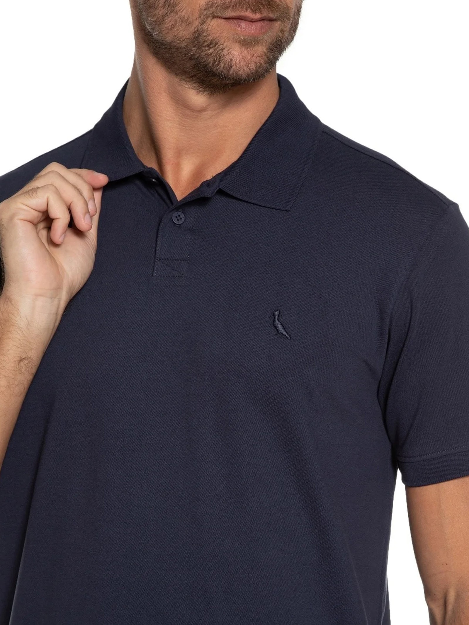 Polo Masculina Pima Piquet Azul Reserva