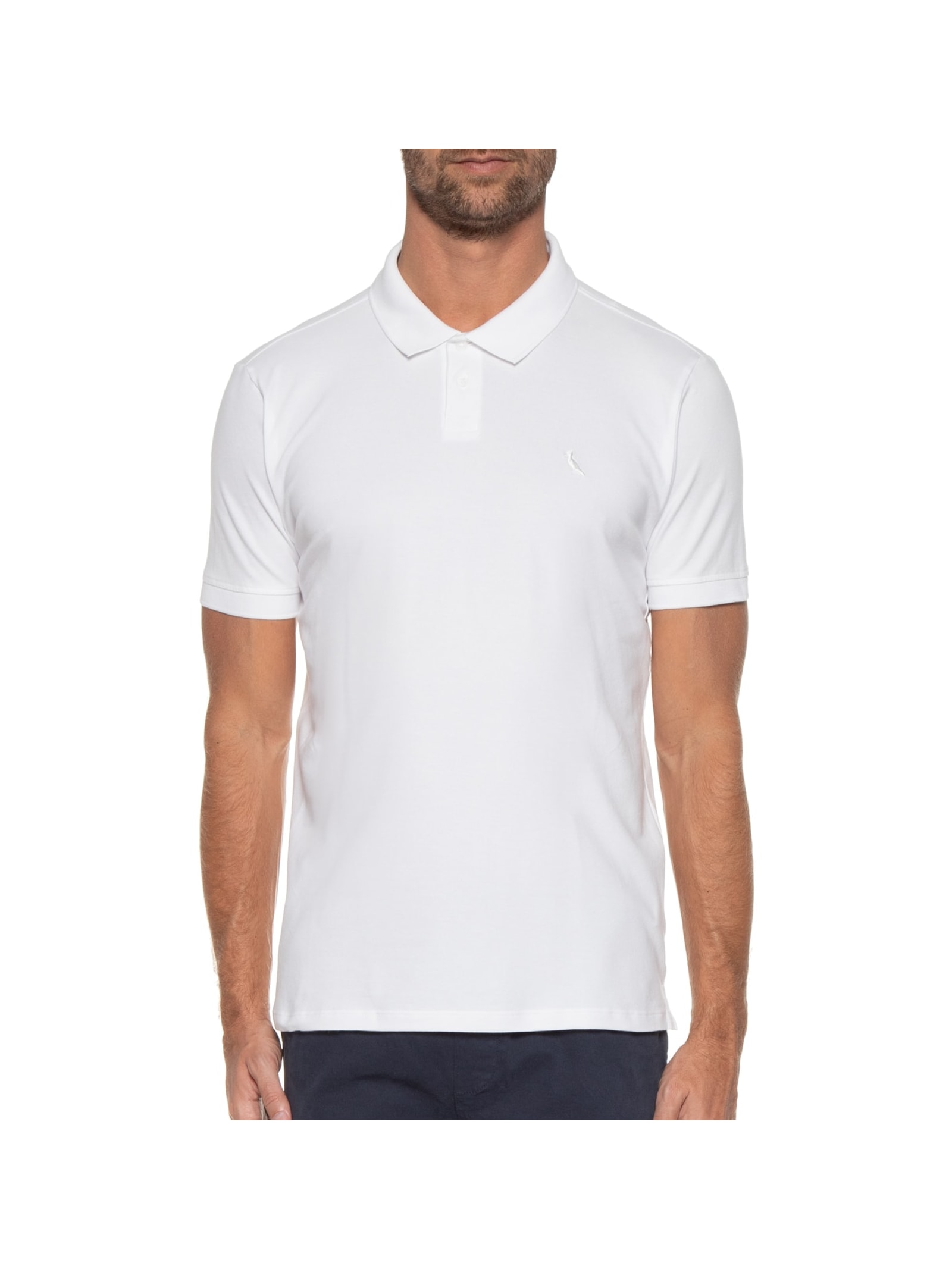 Polo Masculina Pima Piquet Branco Reserva